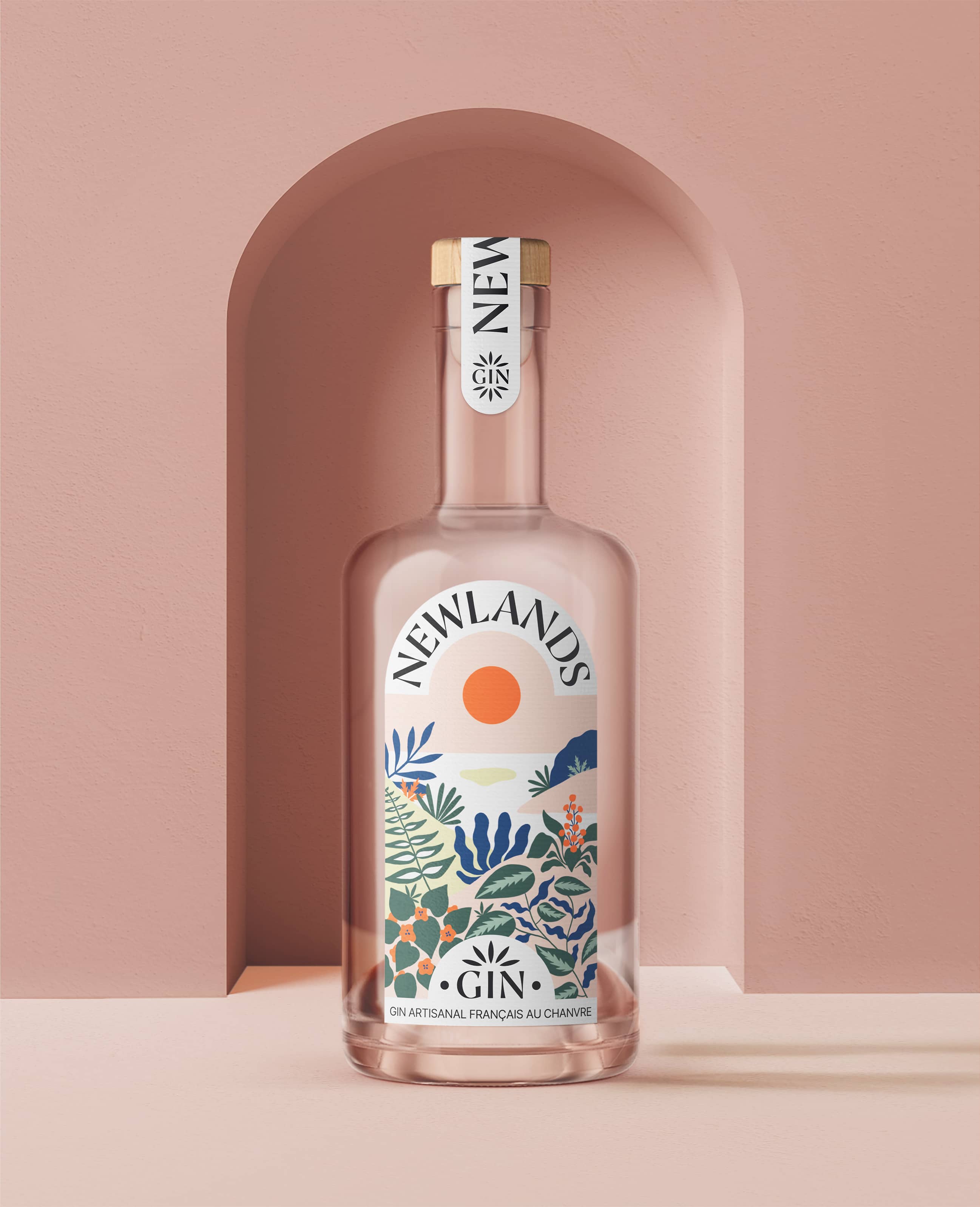 packshot étiquette bouteille newlands gin